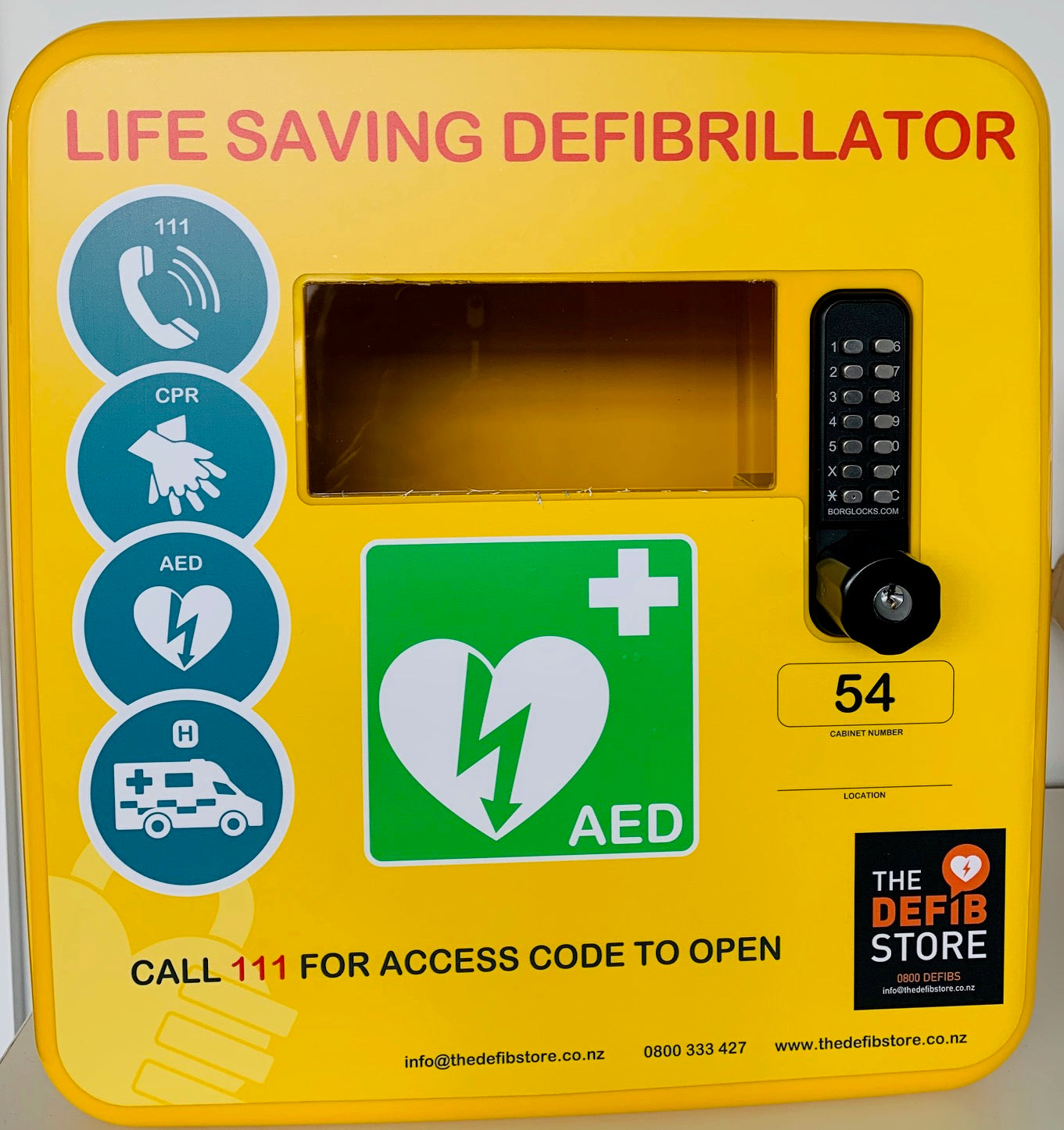 Defib Keypad **DUE end of August** Polycarbonate Defibrillator Cabinet With Key Ove ...